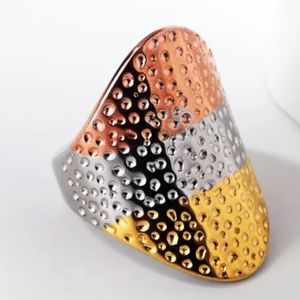 Stainless steel gold silver copper tone ring NWT SZ 8